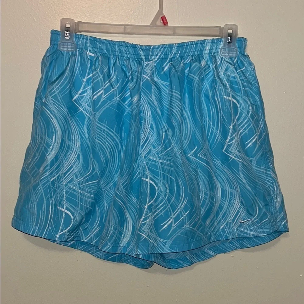 Nike blue and White Swirl Shorts XL drawstring waist